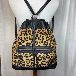 Y2K Aqua Madonna Hair on Cowhide Leather Backpack